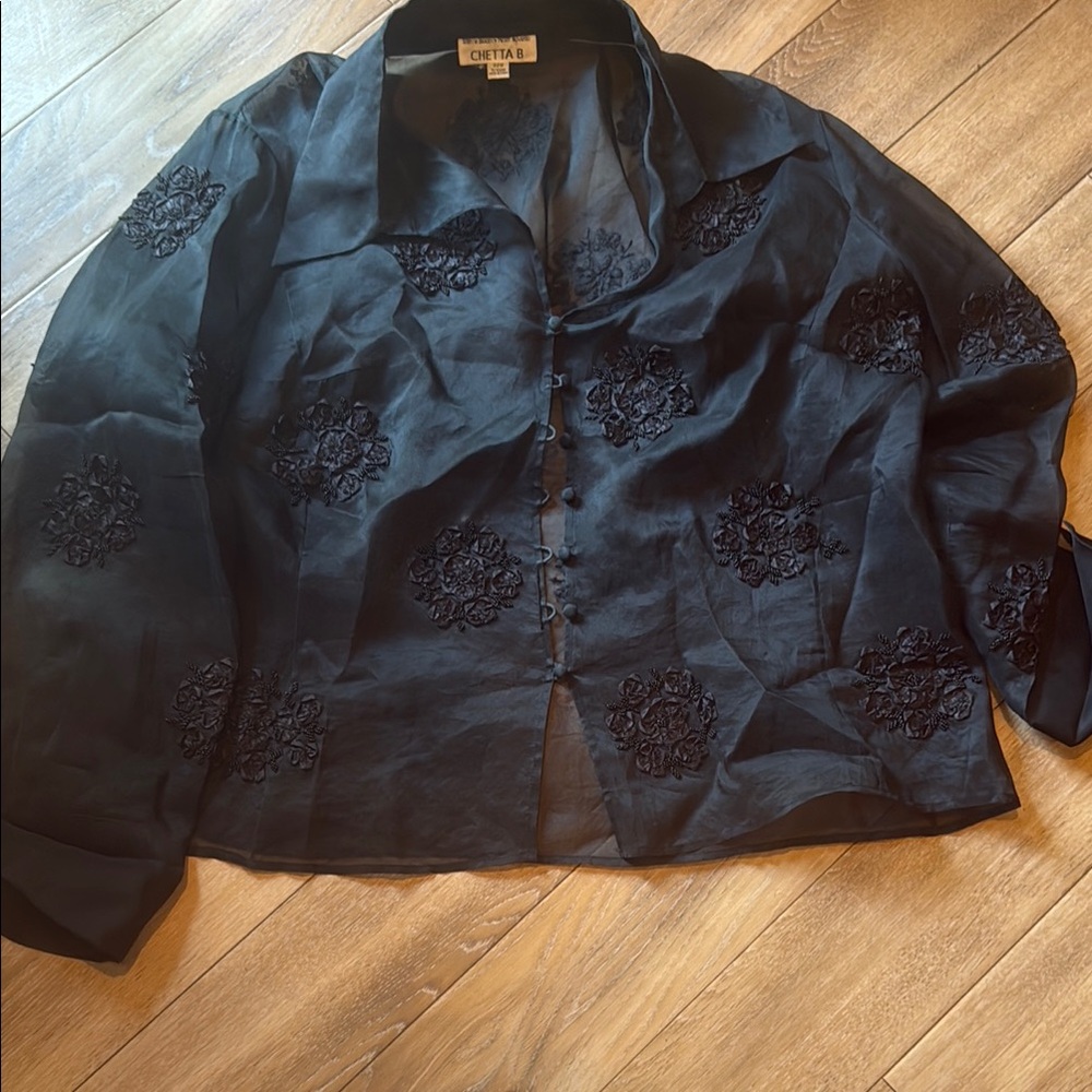 Black Sheer Floral Blouse